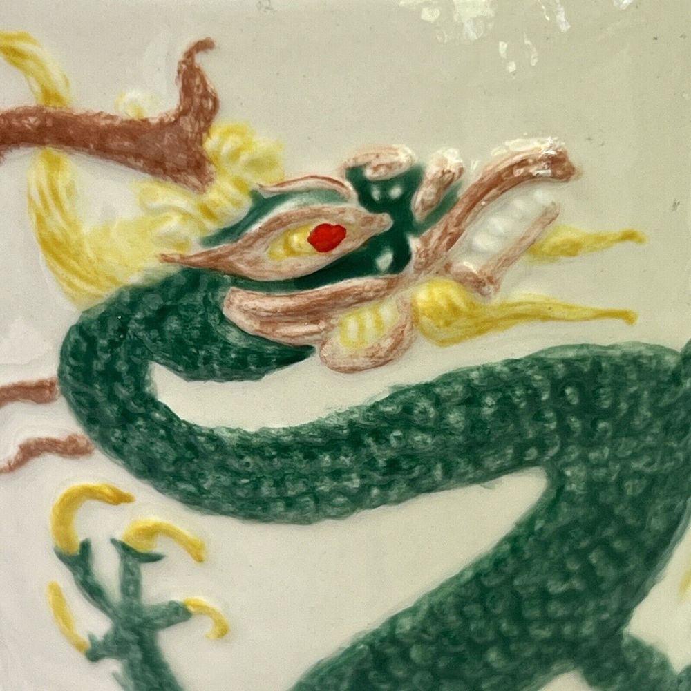 VINTAGE Ming Dragon Lidded Ceramic Vase Apothecary Pot Asian White and Green - Picture 6 of 16